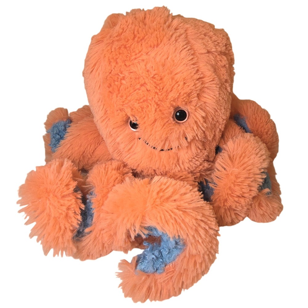 Octopus Plush Manhattan Toy Co Sourpuss Aqua Orange Tentacles Stuffed Animal 12"